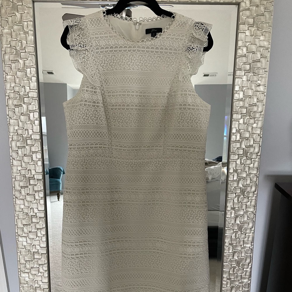 JCrew lace ruffle sleeve & hem dress